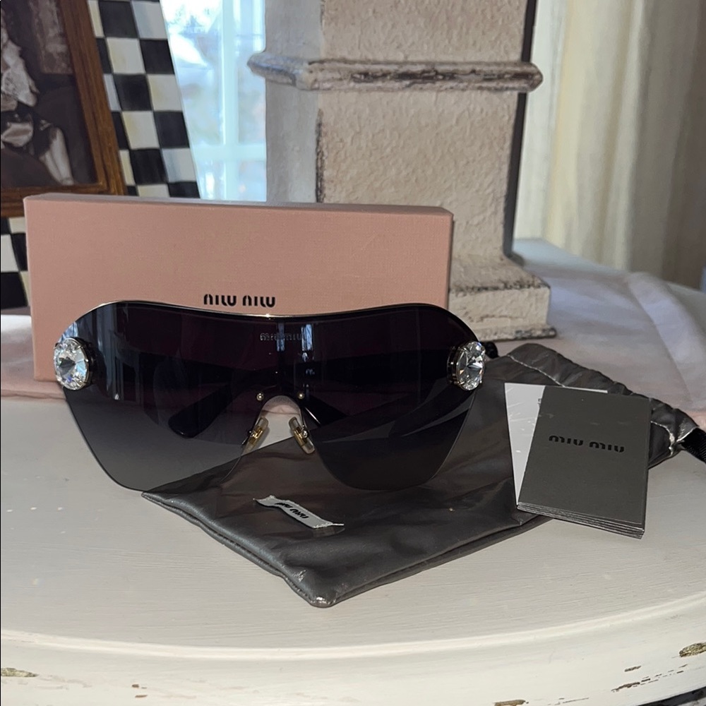 Miu Miu Runway Oversized Sunglasses with Crystal Detail